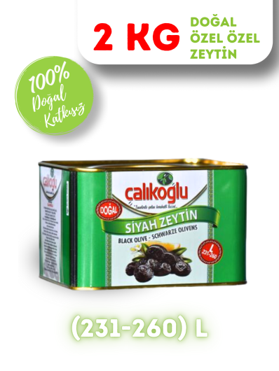 Çalıkoğlu Gemlik Siyah Zeytin 2 kg (231-260) L