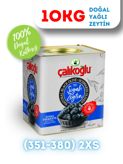 Çalıkoğlu Gemlik Yağlı Siyah Zeytin 10 kg (351-380) 2XS